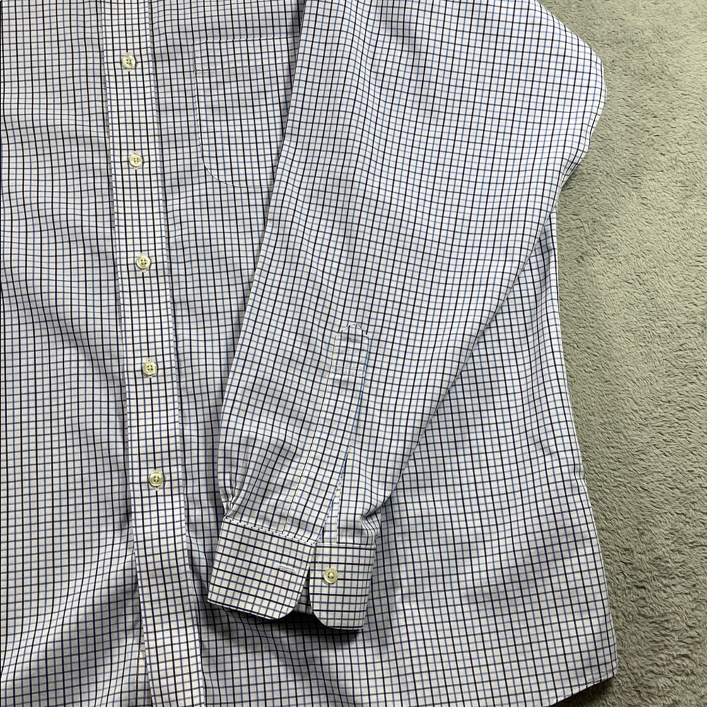 Brooks Brothers Men’s Shirt Size 17.5 -35 Blue & White Checkered Button Collar - Picture 3 of 7